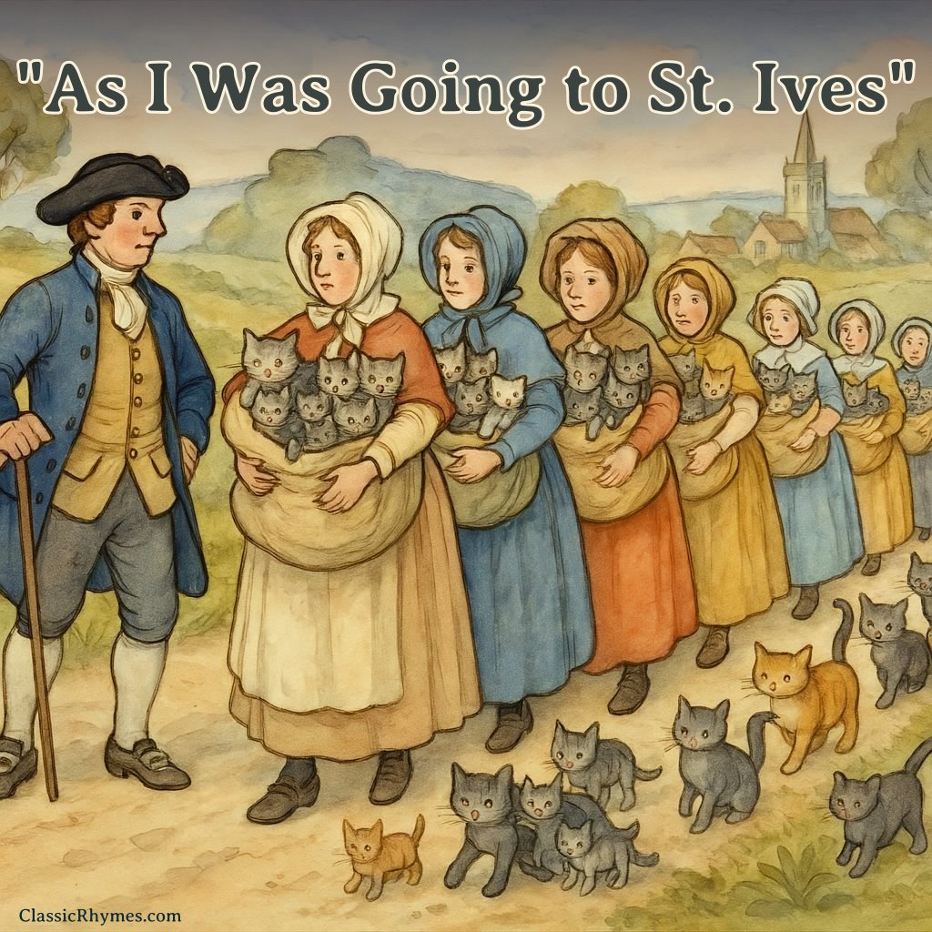 As I Was Going to St. Ives A man with seven wives, with seven sacks, with seven cats, with seven kittens