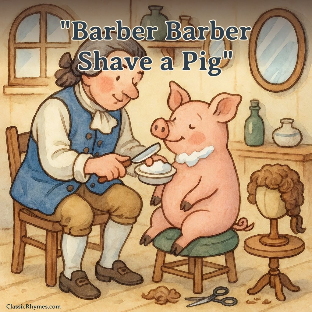 Barber Barber Shave a Pig A barber shaves a pig to make a wig