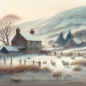 Farm home on the English countryside in the winter