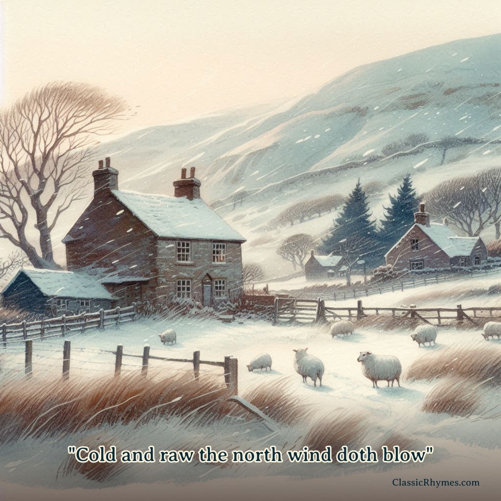 Farm home on the English countryside in the winter