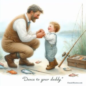A fisherman father bonds with his happy, dancing toddler boy
