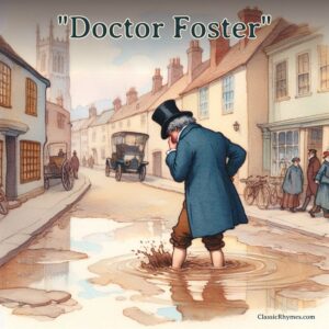 I man stepping into a deep puddle in 18th century England