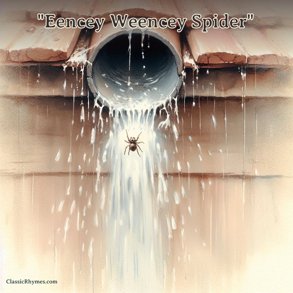 A spider getting washed out of a drain spout