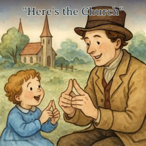 Father and child performing "Here's the Church" fingerplay