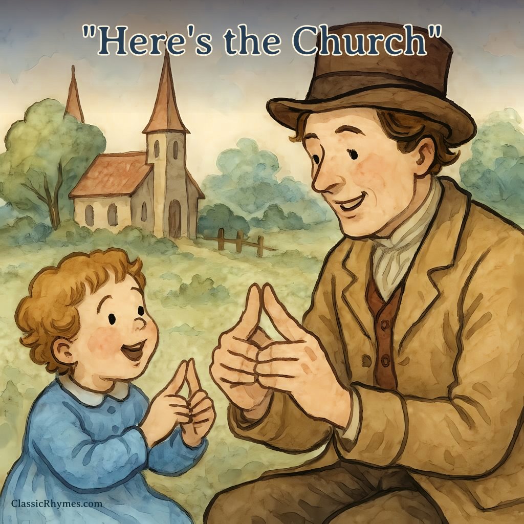 Father and child performing "Here's the Church" fingerplay