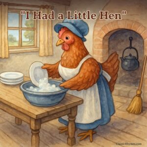 A hen washing the dishes