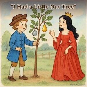 A boy shows his magical nut tree to a princess