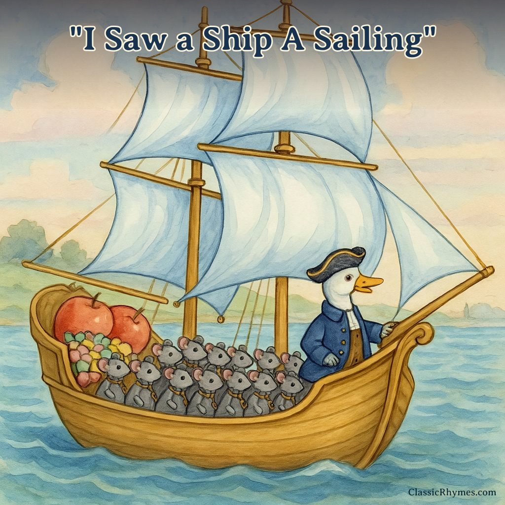 Ship with a duck captain and mice on deck