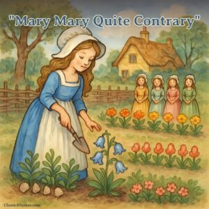 Mary tending to her fantastical garden