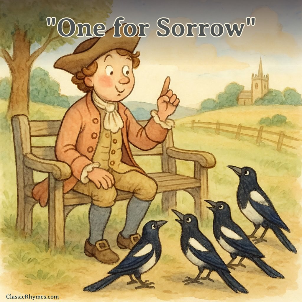 A man sits on a park bench counting magpies