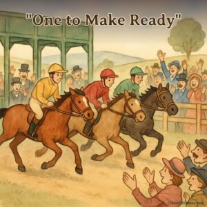 Three horses set off through the gate on a race as a crown cheers