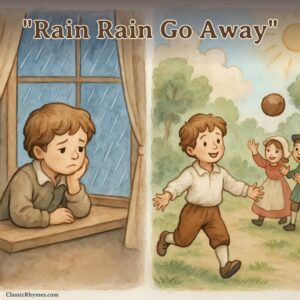Little Johnny sits in his room wanting the rain to go away so he can play outside with friends