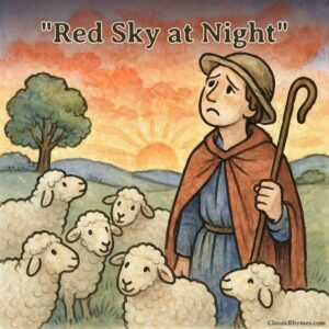 The shepherd looking up at the red morning sky
