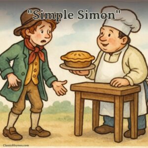 Simon explains to the pieman that he has no money