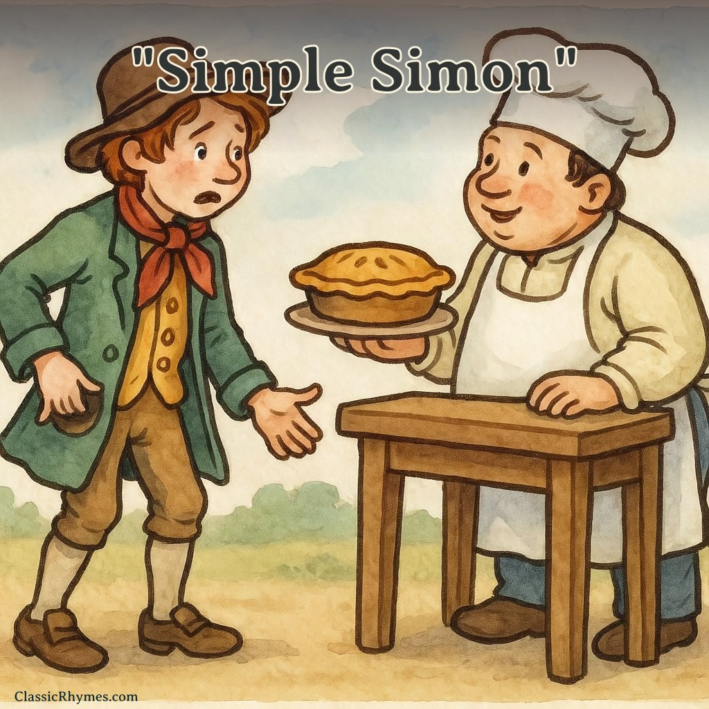 Simon explains to the pieman that he has no money