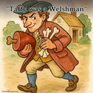 Taffy the Welshman stealing loot from the Englishman's home