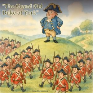 The Duke of York stands at the top of a hill, his men beneath him looking confused
