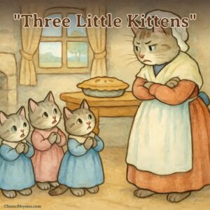 The three little kittens beg mother for pie