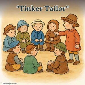 Children sitting in a circle playing Tinker Tailor