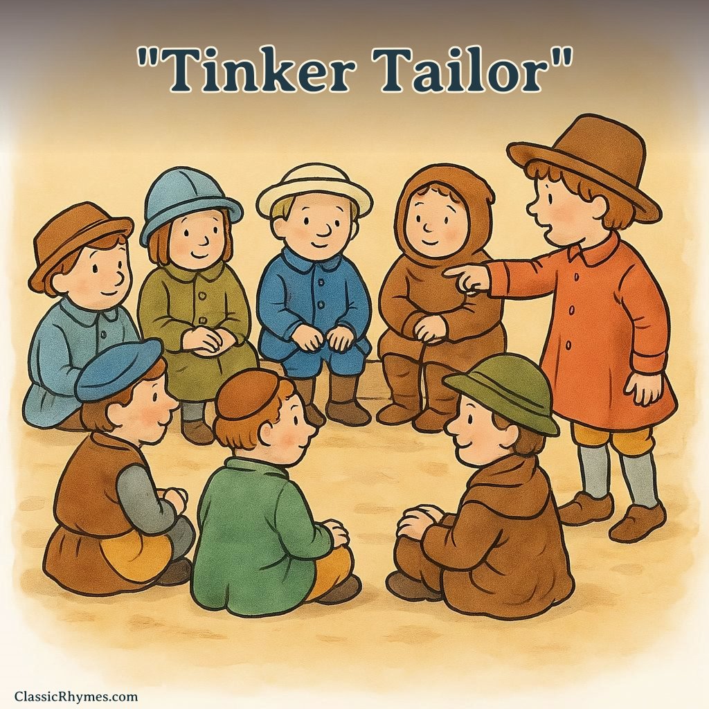 Children sitting in a circle playing Tinker Tailor
