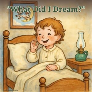 A child recalls a funny dream just after waking
